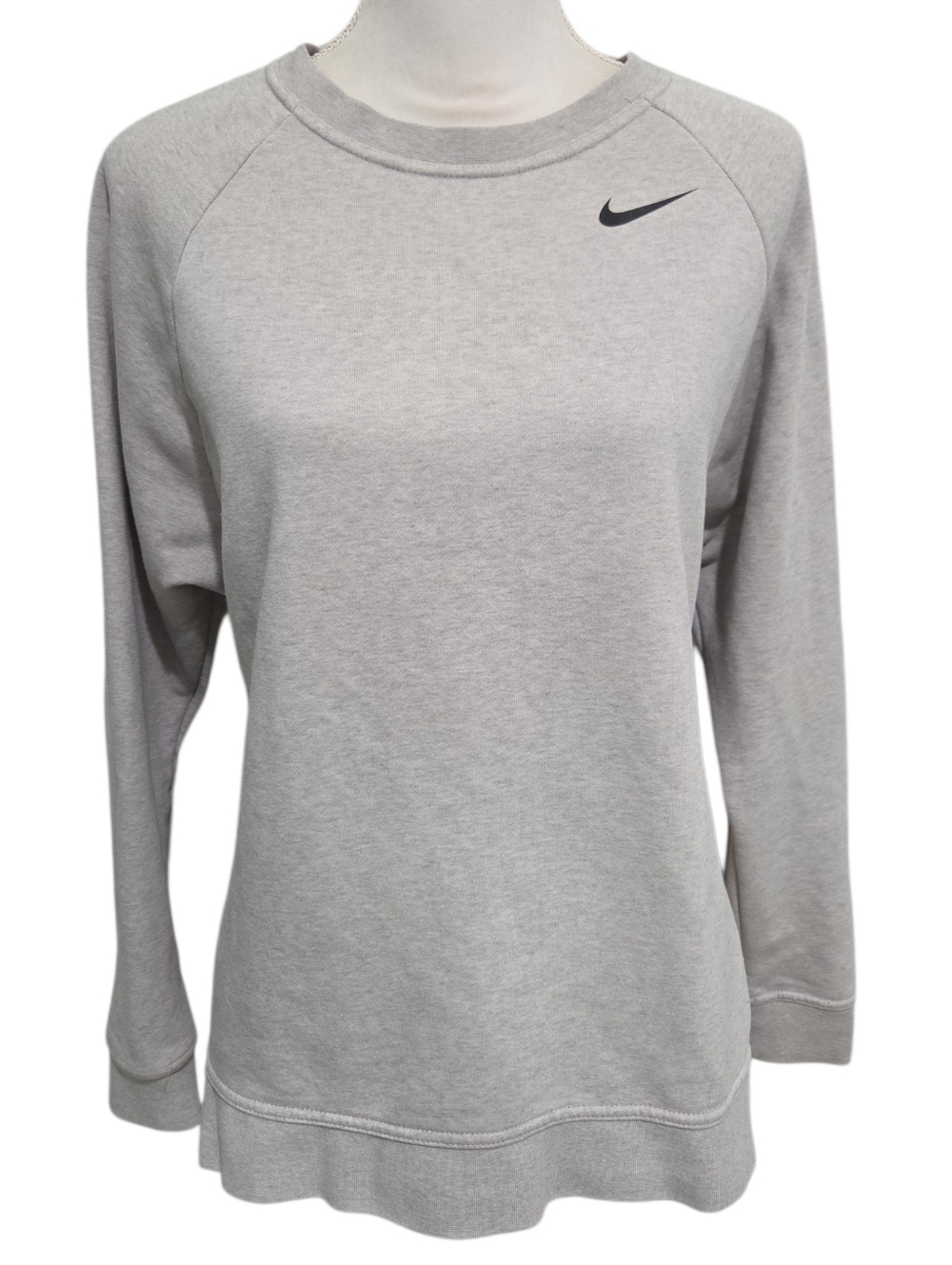 Nike Women's Light Heather Gray Crew Sweatshirt with Black Swoosh Size XS